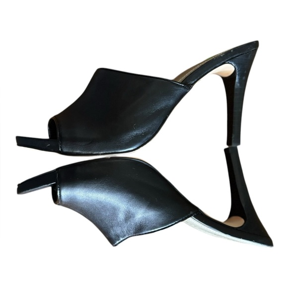 Ann Klein Ohno Black Open Toe Heeled Mules Size 7 Wide Strap Heeled Sandals - Picture 10 of 14